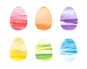 Happy Easter colorful eggs with acrylic texture on white background