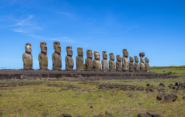 Moai Statues of Ahu Tongariki - Easter Island, Chile