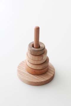 Natural wooden pyramid baby toy