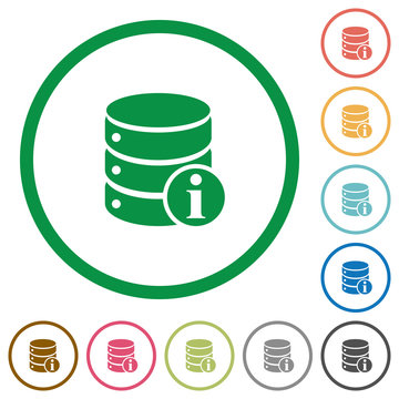 Database info flat icons with outlines