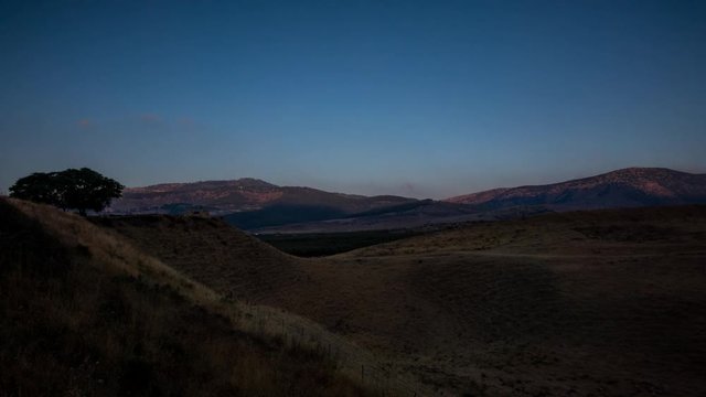 Timelapse of the sunrise light at the Western slope of Tel Hazor, Israel.