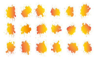 Abstract paint splashes set for design use. Splatter template set. Grunge vector illustration background.