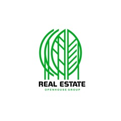 Real Estate logo design template. Corporate branding identity. Eco and green logo