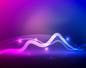 Glowing magic wave line with light effects in darkness