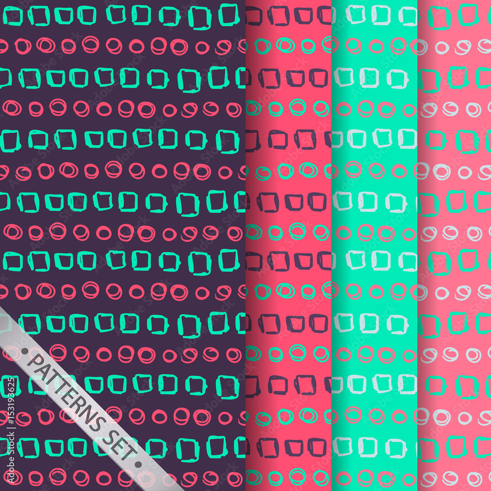 Poster doodle patterns set. abstract sketch textures. simple ornaments collection. pencil effect drawing ba