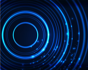 Neon circles abstract background