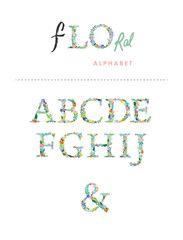 Obraz premium Letters. Bright floral elements of colorful alphabet in vector. Leaves and flowers.