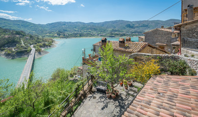 Scenic sight in Castel di Tora, comune in the Province of Rieti in the Italian region Latium,...
