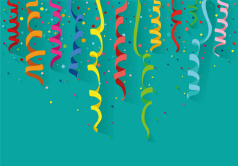 Colorful multicolored confetti. Holiday birthday. Vector. Greeting card or invitation.