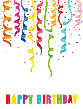 Colorful multicolored confetti. Holiday birthday. Vector. Greeting card or invitation.