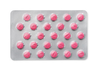 Blister pack of pink pills