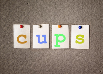 cups note on pin board