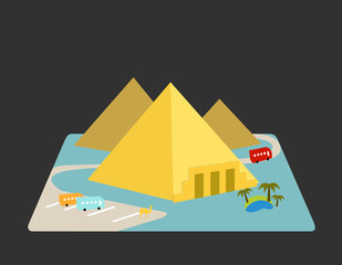 Flat design of pyramids Giza illustration vector