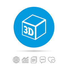 3D Print sign icon. 3d cube Printing symbol.