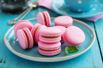 French pastry makaron. Selective focus.