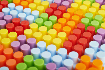 Surface covered with toy bricks