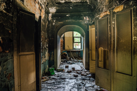 Interior of the old burnt mansion, Astrakhan