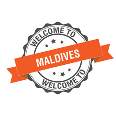 Welcome to Maldives stamp illustration 