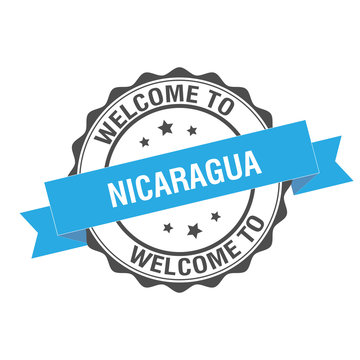 Welcome to Nicaragua stamp illustration