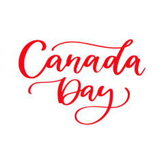 Naklejka na ściany i meble Happy Canada day vector card. Handwritten lettering.
