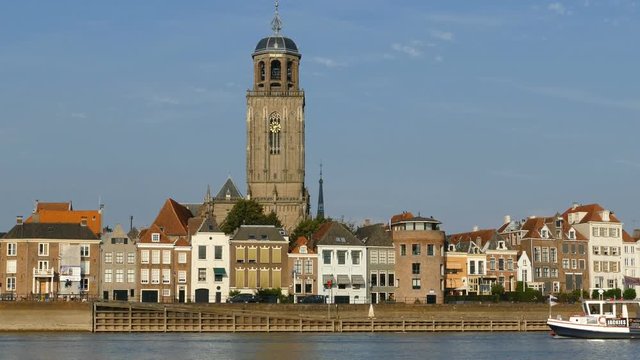 The IJssel river and the Saint Lebuinus Church in Deventer