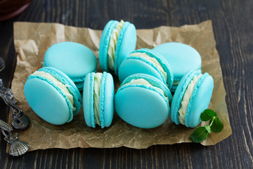 French pastry makaron. Selective focus.