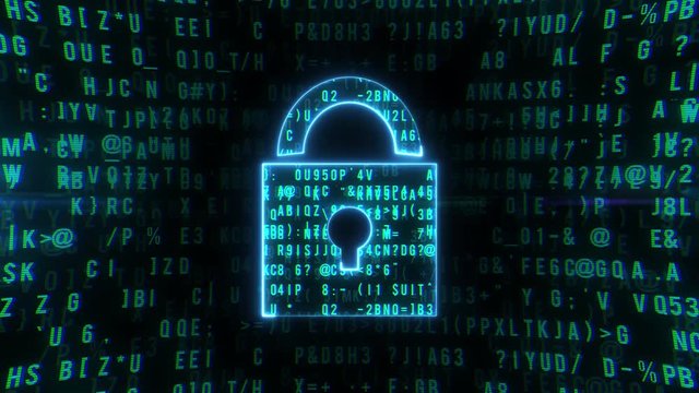 Abstract Animation Digital Padlock in Cyber Space