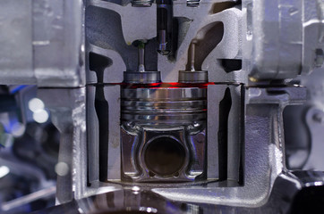 Engine piston cross section, A fragment of the engine,