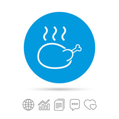 Fototapeta premium Chicken sign icon. Hen bird meat symbol.
