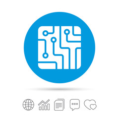 Circuit board sign icon. Technology symbol.