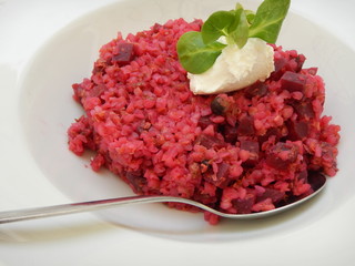 buckwheat risotto with beetroot and ricotta