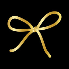Thread Bow Icon Symbol Design. Gold Icon Vector illustration isolated on black background.