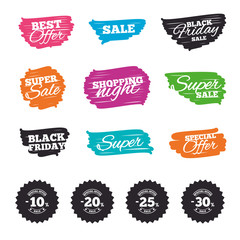 Sale discount icons. Special offer price signs.
