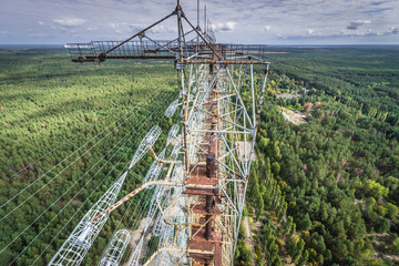 View from the top of abandoned Duga radar system in Chernobyl Exclusion Zone, Ukraine