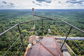 View from the top of abandoned Duga radar system in Chernobyl Exclusion Zone, Ukraine