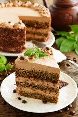 Coffee cake with chocolate.