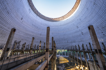 Cooling tower of Chernobyl Nuclear Power Station, Chernobyl Exclusion Zone, Ukraine