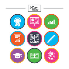 Fototapeta premium Education and study icon. Presentation signs.