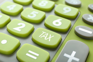Tax concept. Modern calculator, closeup