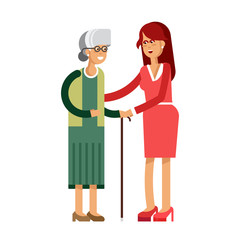 Vector illustration mother and daughter. .