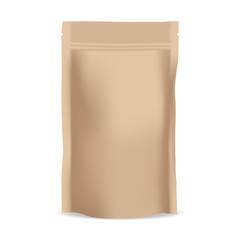 Brown paper food bag package. Realistic mockup template. packaging design.