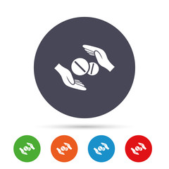 Medical insurance sign. Hand holds pills.
