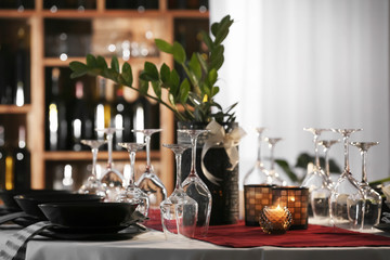 Beautiful table setting in restaurant