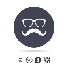 Mustache and Glasses sign icon. Hipster symbol.