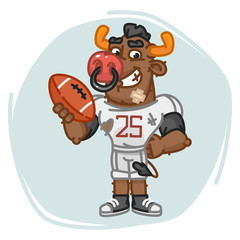 Bull Football Player Holds Ball