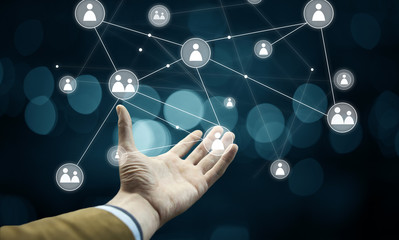 businessman hand business social network