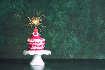 Birthday cake sparkler decoration background vintage