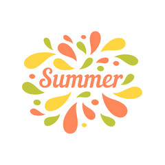 Obraz premium Summer bright color drops splash logo. Summer season greeting card, invitation template. Colorful banner poster template background