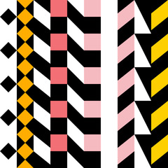 Obraz premium Retro color seamless pattern. Fancy abstract geometric art print. Ethnic hipster ornamental lines backdrop.