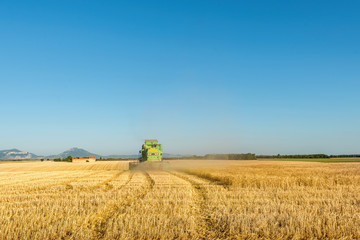 Obraz premium Harvester machine working in field
